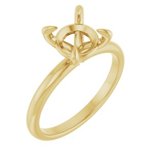 18K Yellow Gold  8 mm Round Solitaire Engagement Ring Mounting