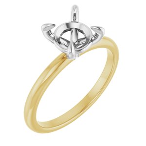 14K Yellow/White Gold 7.4 mm Round Engagement Ring Mounting