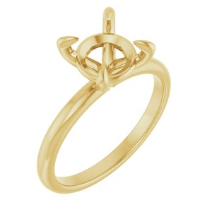 18K Yellow Gold  8.2 mm Round Solitaire Engagement Ring Mounting