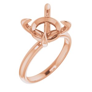14K Rose Gold  11 mm Round Solitaire Engagement Ring Mounting