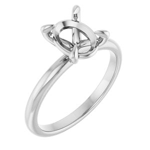 10K White Gold  9x7 mm Oval Solitaire Engagement Ring Mounting