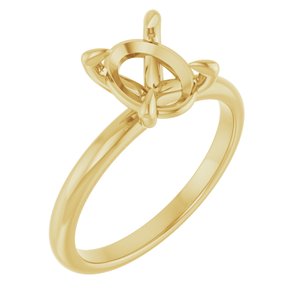 18K Yellow Gold  9x7 mm Oval Solitaire Engagement Ring Mounting