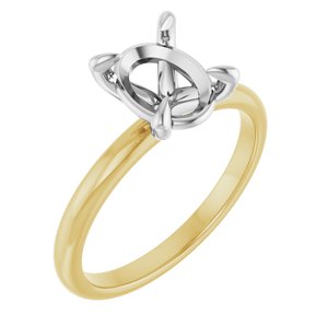 18K Yellow/White Gold 9x7 mm Oval Engagement Ring Mounting