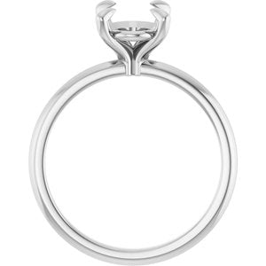 10K White Gold  9x7 mm Oval Solitaire Engagement Ring Mounting