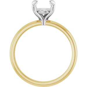 14K Yellow/White Gold 7.4 mm Round Engagement Ring Mounting