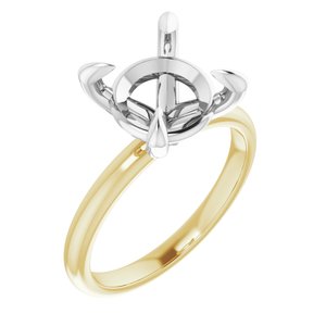 14K Yellow/White Gold 10 mm Round Engagement Ring Mounting