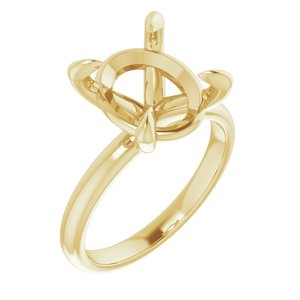 18K Yellow Gold  12x10 mm Oval Solitaire Engagement Ring Mounting
