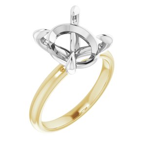 14K Yellow/White Gold 12x10 mm Oval Engagement Ring Mounting