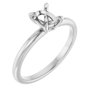 10K White Gold  7x5 mm Oval Solitaire Engagement Ring Mounting