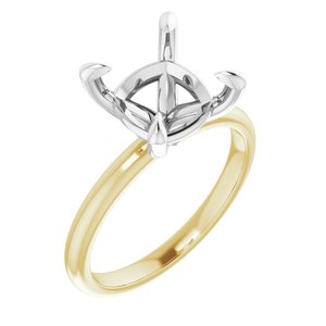 14K Yellow/White Gold 9x9 mm Cushion Engagement Ring Mounting