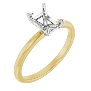 14K Yellow/White Gold 7x5 mm Emerald Engagement Ring Mounting