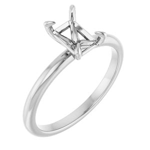 Platinum  7x5 mm Emerald Solitaire Engagement Ring Mounting