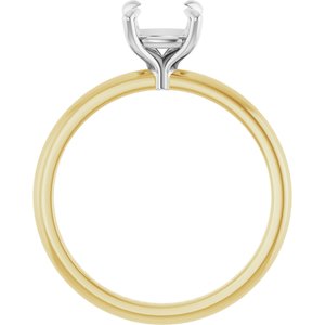 14K Yellow/White Gold 6x6 mm Cushion Engagement Ring Mounting