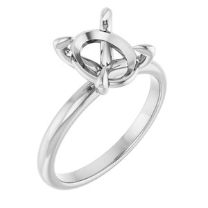 10K White Gold  10x8 mm Oval Solitaire Engagement Ring Mounting