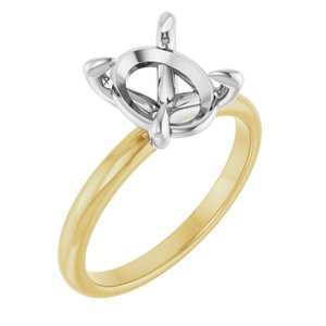 14K Yellow/White Gold 10x8 mm Oval Engagement Ring Mounting
