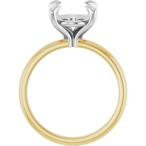18K Yellow/White Gold 11x9 mm Oval Engagement Ring Mounting