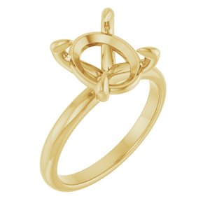 18K Yellow Gold  11x9 mm Oval Solitaire Engagement Ring Mounting