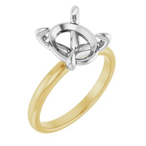 14K Yellow/White Gold 11x9 mm Oval Engagement Ring Mounting