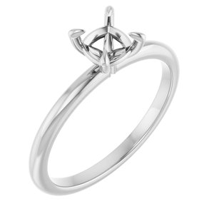 14K White Gold  5x5 mm Cushion Solitaire Engagement Ring Mounting
