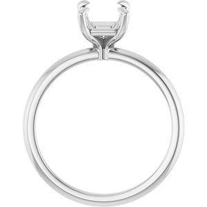 10K White Gold  8x6 mm Emerald Solitaire Engagement Ring Mounting