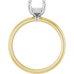 18K Yellow/White Gold 8x6 mm Emerald Engagement Ring Mounting