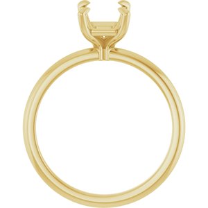 18K Yellow Gold  8x6 mm Emerald Solitaire Engagement Ring Mounting