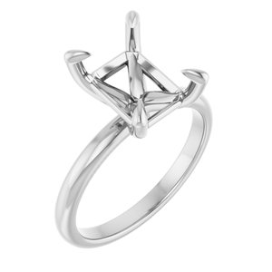 Sterling Silver  10x8 mm Emerald Solitaire Engagement Ring Mounting