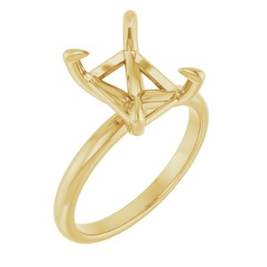 10K Yellow Gold  10x8 mm Emerald Solitaire Engagement Ring Mounting