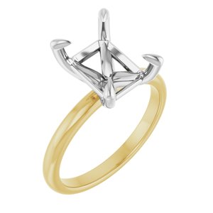 14K Yellow/White Gold 10x8 mm Emerald Engagement Ring Mounting
