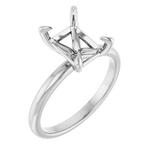 10K White Gold  9x7 mm Emerald Solitaire Engagement Ring Mounting