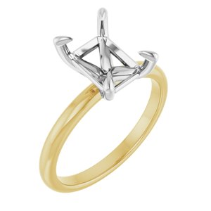 14K Yellow/White Gold 9x7 mm Emerald Engagement Ring Mounting