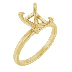 18K Yellow Gold  9x7 mm Emerald Solitaire Engagement Ring Mounting