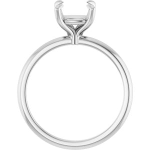 Platinum  7x7 mm Cushion Solitaire Engagement Ring Mounting