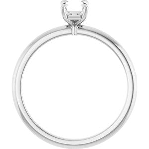 10K White Gold  6x4 mm Emerald Solitaire Engagement Ring Mounting