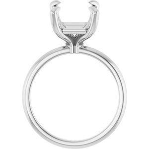 10K White Gold  11x9 mm Emerald Solitaire Engagement Ring Mounting