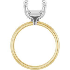14K Yellow/White Gold 11x9 mm Emerald Engagement Ring Mounting
