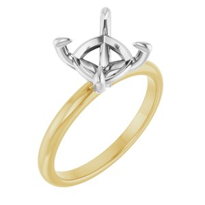 14K Yellow/White Gold 8x8 mm Cushion Engagement Ring Mounting