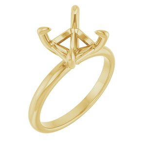 14K Yellow Gold  8x8 mm Asscher Solitaire Engagement Ring Mounting