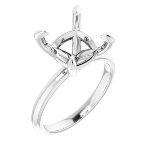 14K White Gold  10x10 mm Cushion Solitaire Engagement Ring Mounting