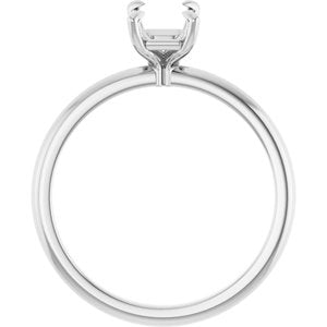 10K White Gold  7x5 mm Emerald Solitaire Engagement Ring Mounting