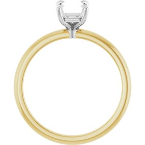 14K Yellow/White Gold 7x5 mm Emerald Engagement Ring Mounting