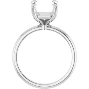 10K White Gold  10x8 mm Emerald Solitaire Engagement Ring Mounting