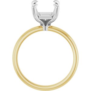 18K Yellow/White Gold 10x8 mm Emerald Engagement Ring Mounting