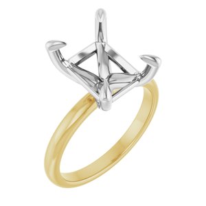 14K Yellow/White Gold 11x9 mm Emerald Engagement Ring Mounting