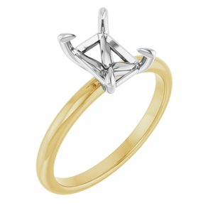 18K Yellow/White Gold 8x6 mm Emerald Engagement Ring Mounting