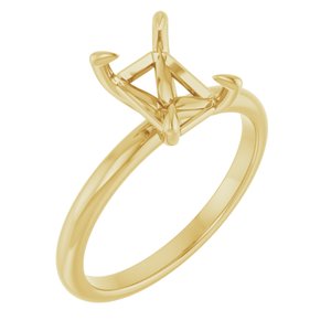 18K Yellow Gold  8x6 mm Emerald Solitaire Engagement Ring Mounting