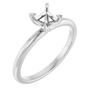 14K White Gold  4.5x4.5 mm Square Solitaire Engagement Ring Mounting