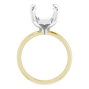 14K Yellow/White Gold 12x10 mm Emerald Engagement Ring Mounting