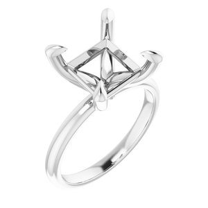 14K White Gold  9x9 mm Square Solitaire Engagement Ring Mounting
