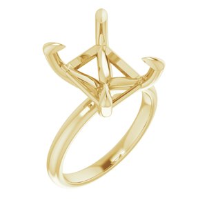 10K Yellow Gold  12x10 mm Emerald Solitaire Engagement Ring Mounting